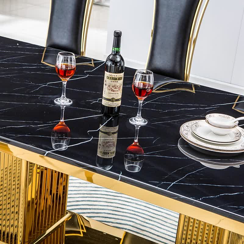 87" Rectangular Marble-Top Dining Table for Kitchen & Dining Room - image 5