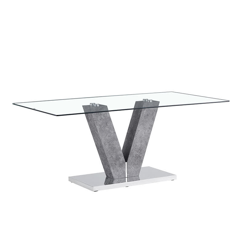 Kitchen Glass Dining Table V-Base