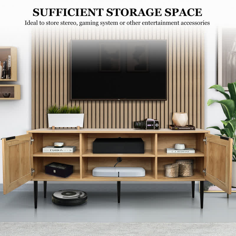 TV Stand Rattan Cabinet Display Sideboard 59"