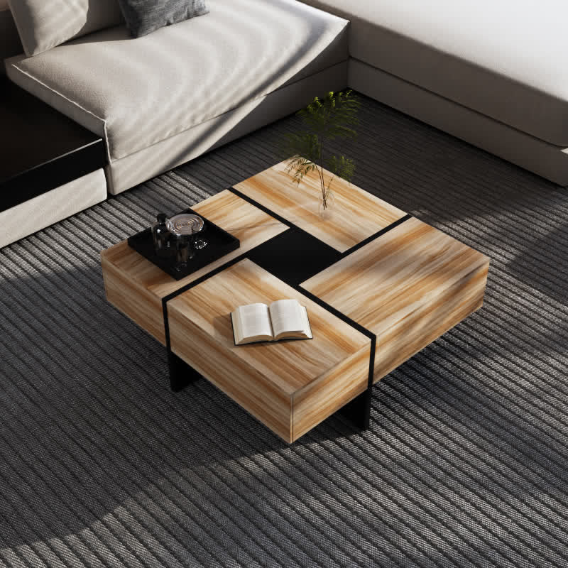 Extendable Coffee Table Square Cocktail Table - Brown - image 4
