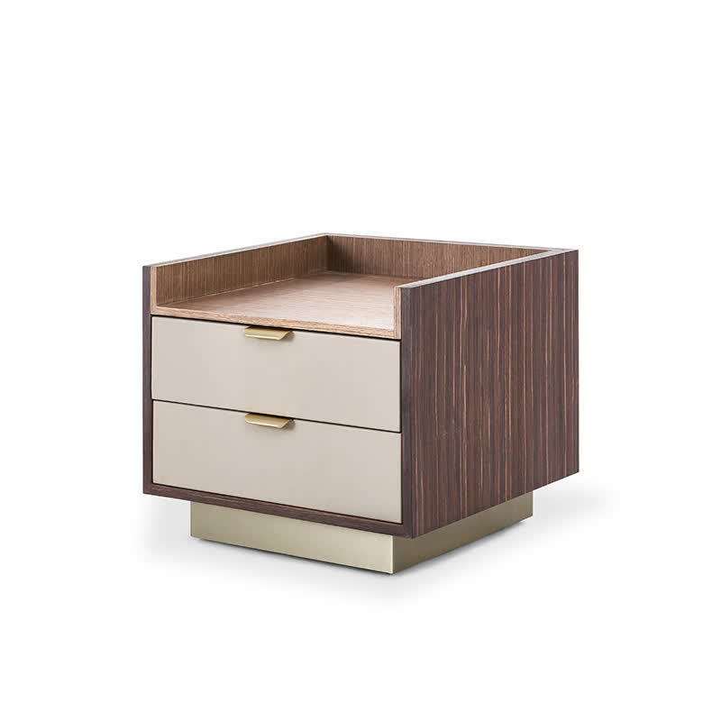 2-Drawer Metal Base Nightstand Cabinet