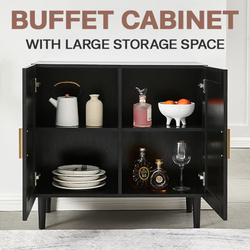 Storage Sideboard Rattan Door Buffet Cabinet