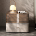 Bedside 2-Drawers Dresser Saddle Leather Nightstand