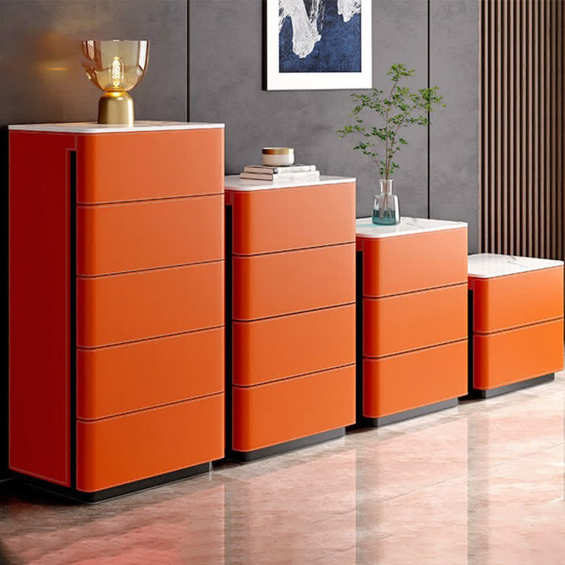 Saddle Leather Bedside Table 3 Drawers - image 9