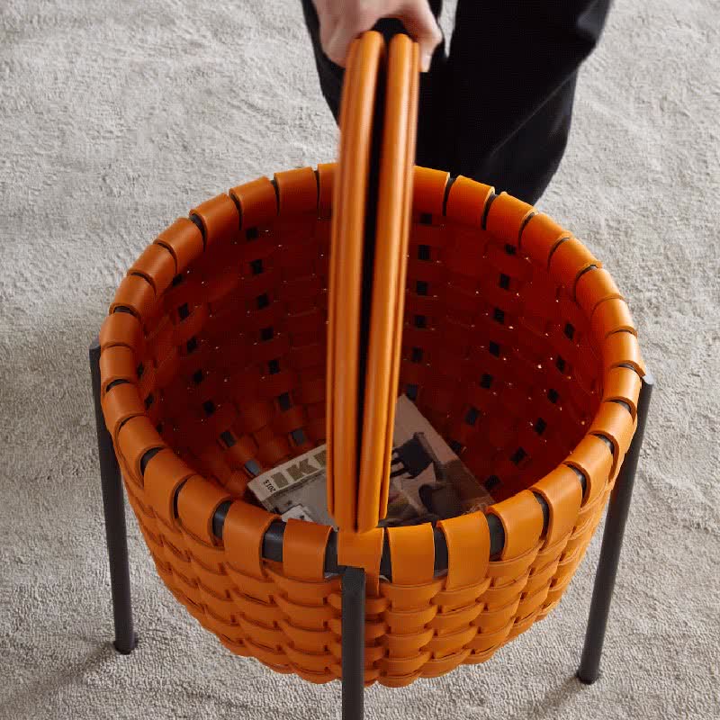 Saddle Leather Storage Box Side Table