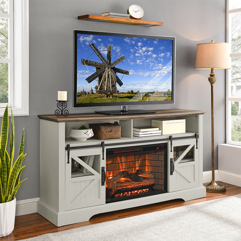 60" Electric Fireplace Farmhouse Sideboard