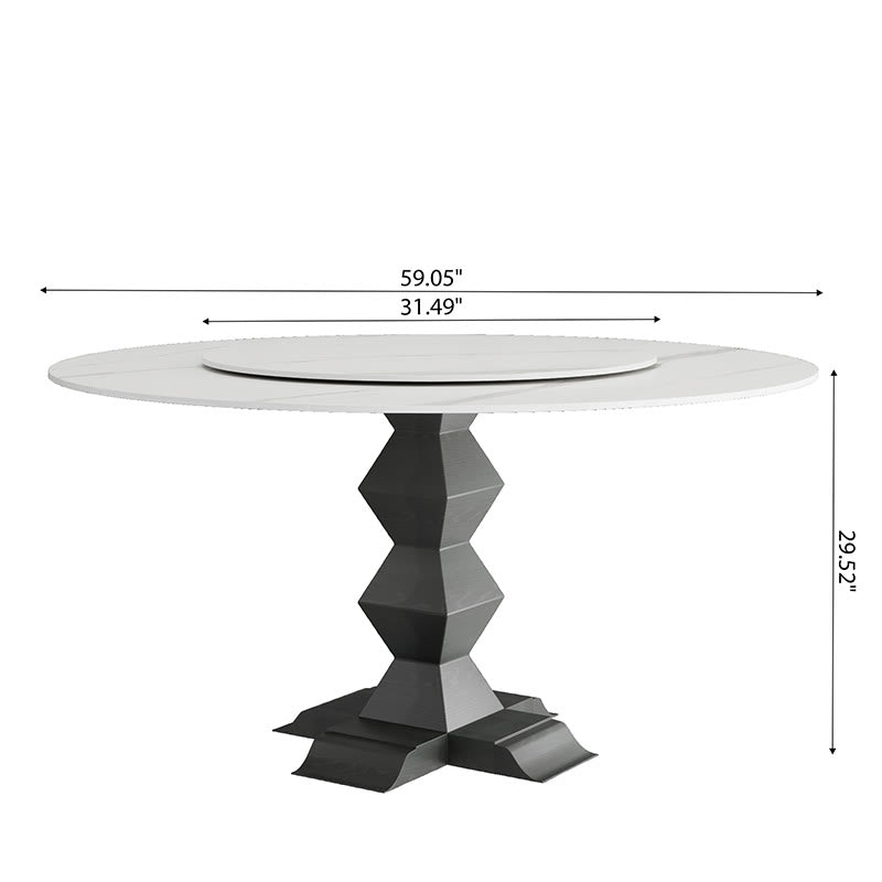 Modern Turntable Dining Table Stone Top