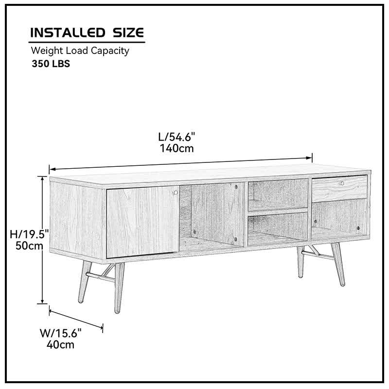 Media Console TV Stand Entertainment Center 54"