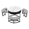 Lift-Top Coffee Tables & 3 Ottomans - Black - image 1