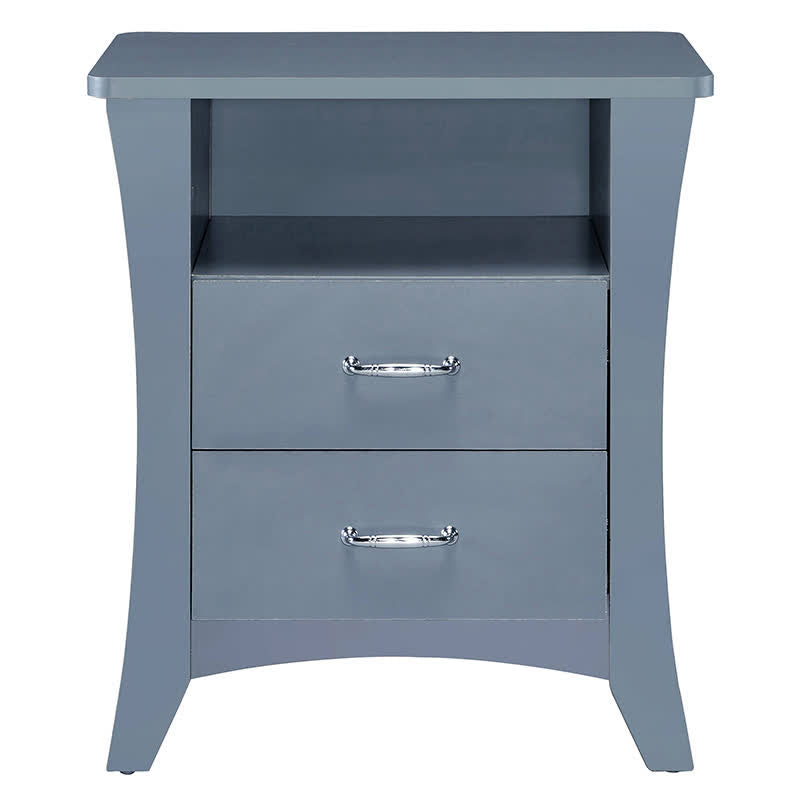 Bedside Nightstand with Open Shelving Drawers