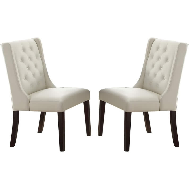 2x Modern Leather Tufted Chairs Dining Seats