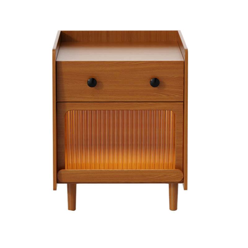 Solid Wood Glass Door Bedside Table
