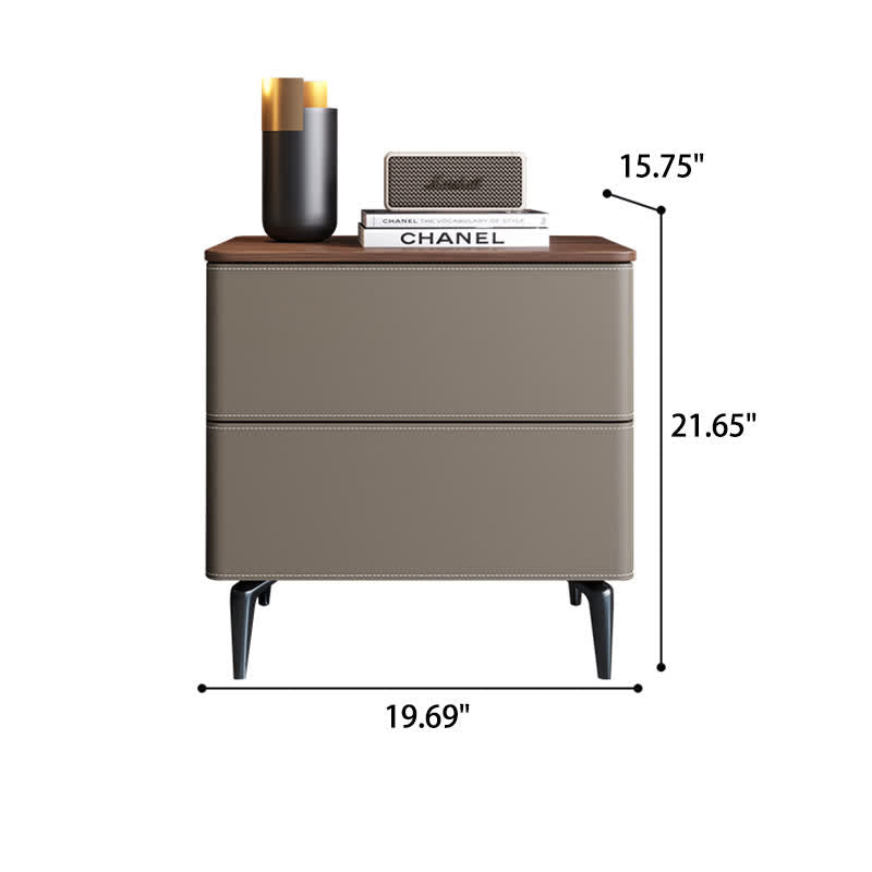 Saddle Leather Nightstand Free Standing Cabinet