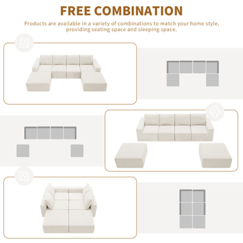 U-Shaped Sectional Installation-Free Compression Sofa