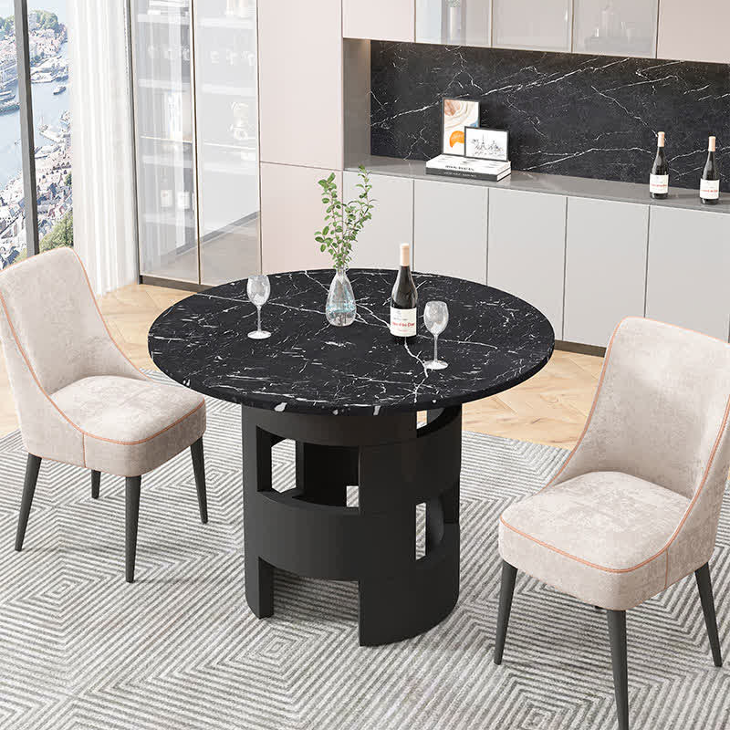 Round Dining Table Printed Marble DeskTop