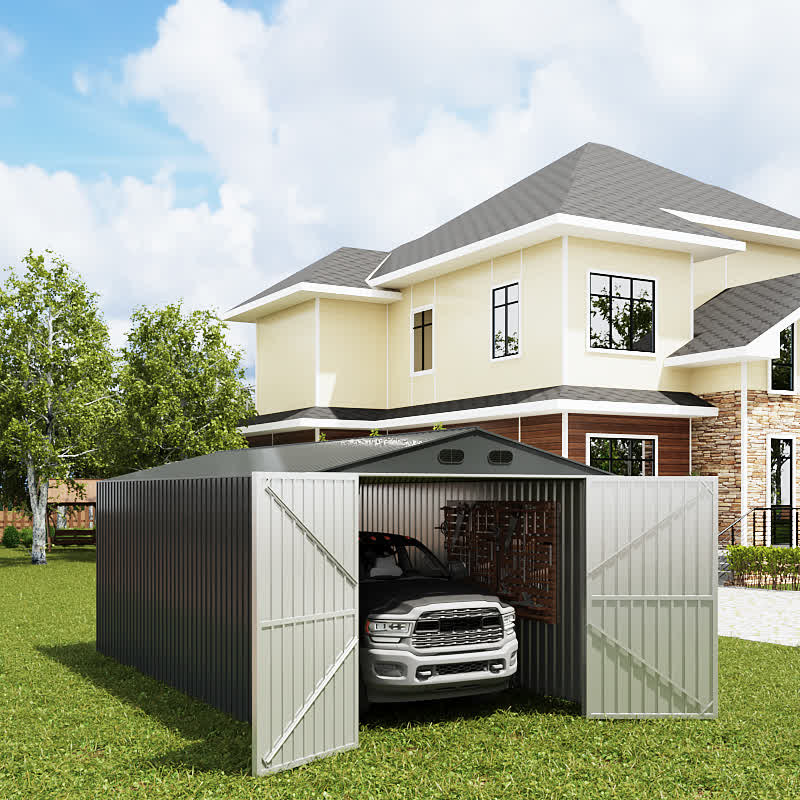 Industrial Heavy-Duty Metal Garage Shed - 20'x13' - image 0