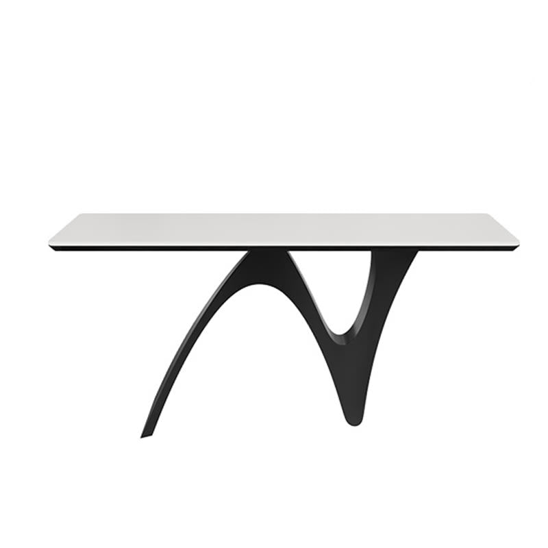 Modern Minimalist Z-Shaped Rectangular Dining Table with Black Base