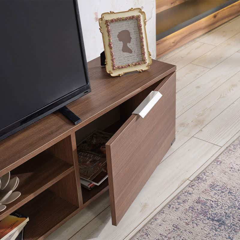 Wooden TV Stand With Door Shelves 66"