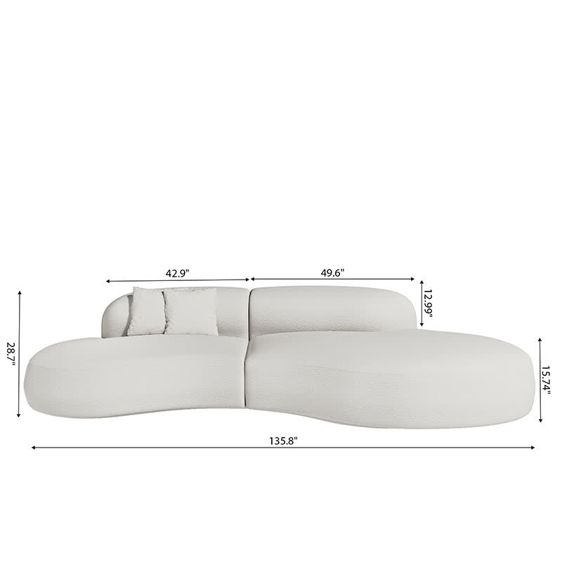 136" Curved Sofas Couch Chaise Lounge