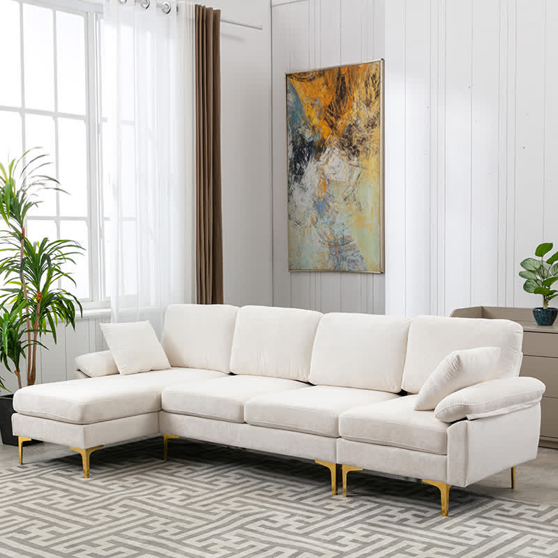 Upholstered Cectional Sofa Ottoman White