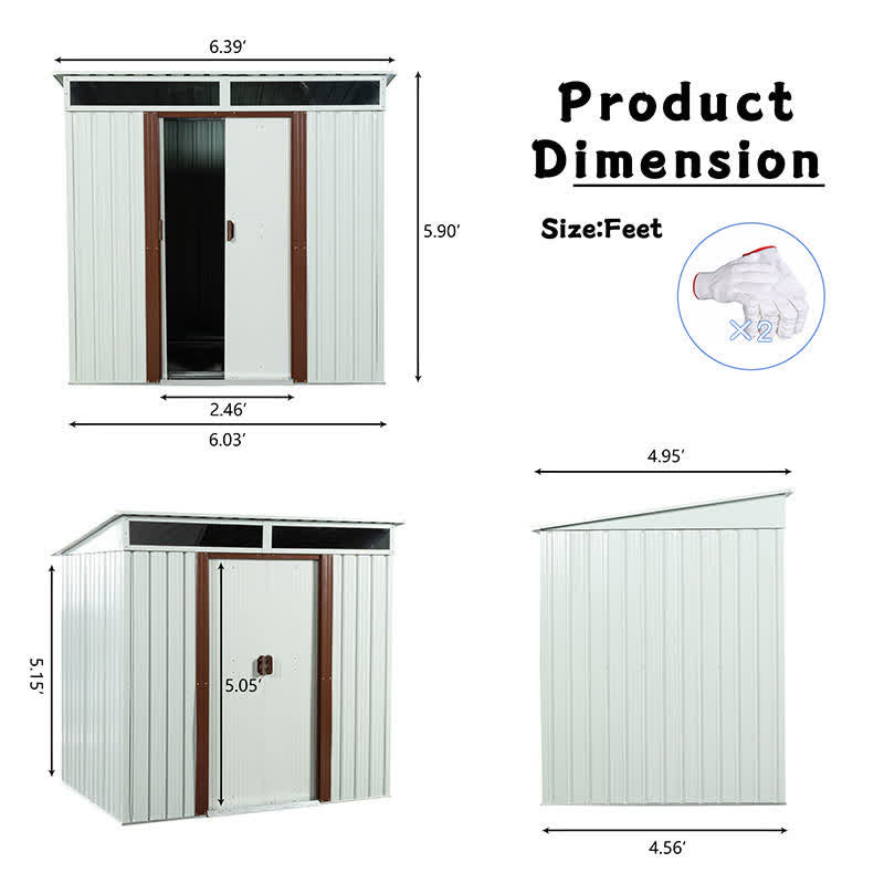 Outdoor Roomy Interior Storage Shed 6 x 5ft