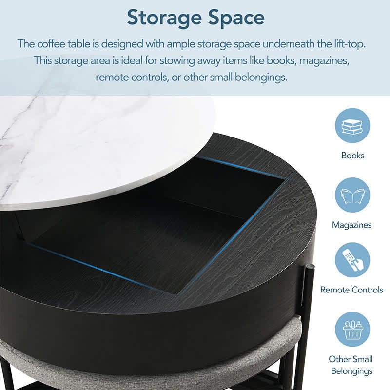Lift-Top Coffee Tables & 3 Ottomans - image 4