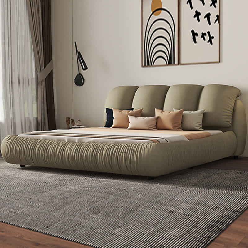 Queen Size Upholstered Bed Thick Headboard