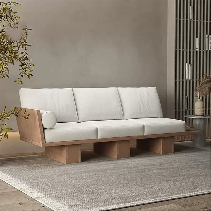 97" Japandi Solid Wood 3-Seater Sofa