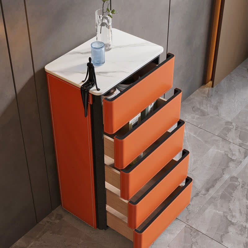 Saddle Leather Bedside Table 3 Drawers - image 8