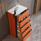 Saddle Leather Bedside Table 3 Drawers - image 8