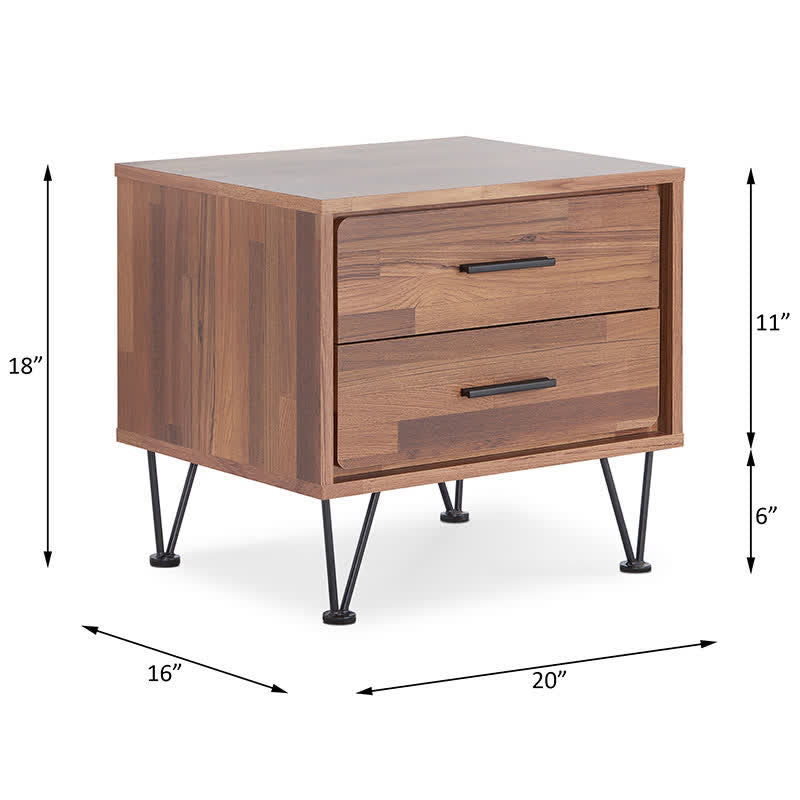 Wooden Nightstand Drawer Bedside Table Walnut