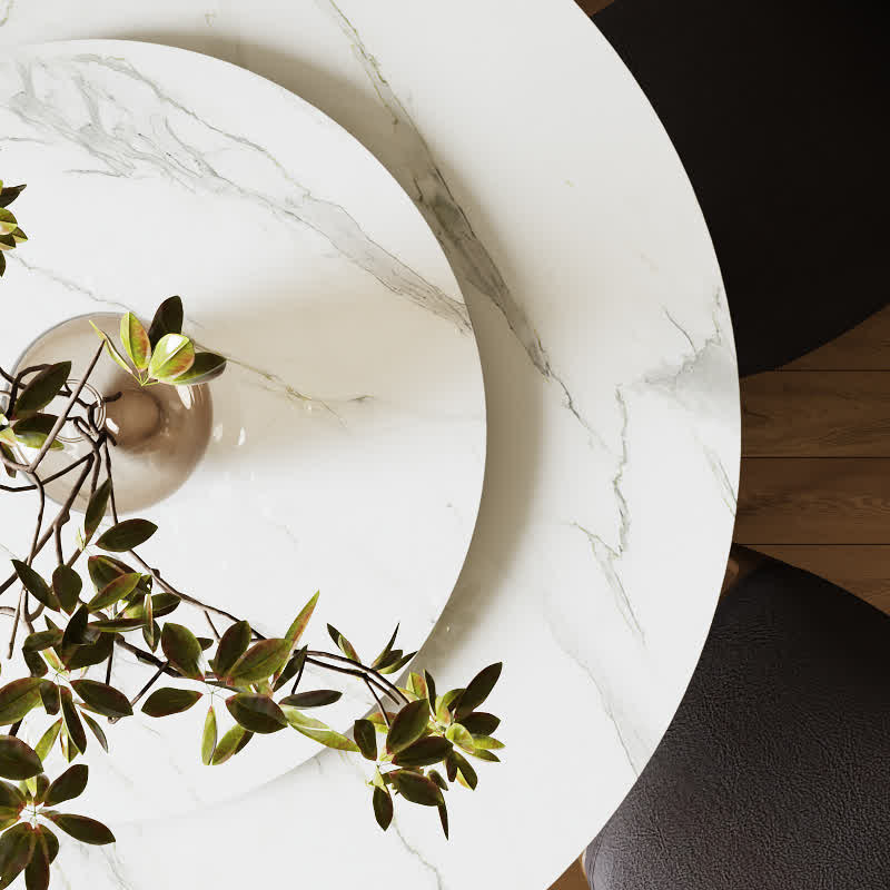 Wooden Base Turntable Dining Table