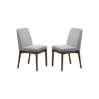 2x Gray Fabric Upholstered Wood Dining Chairs