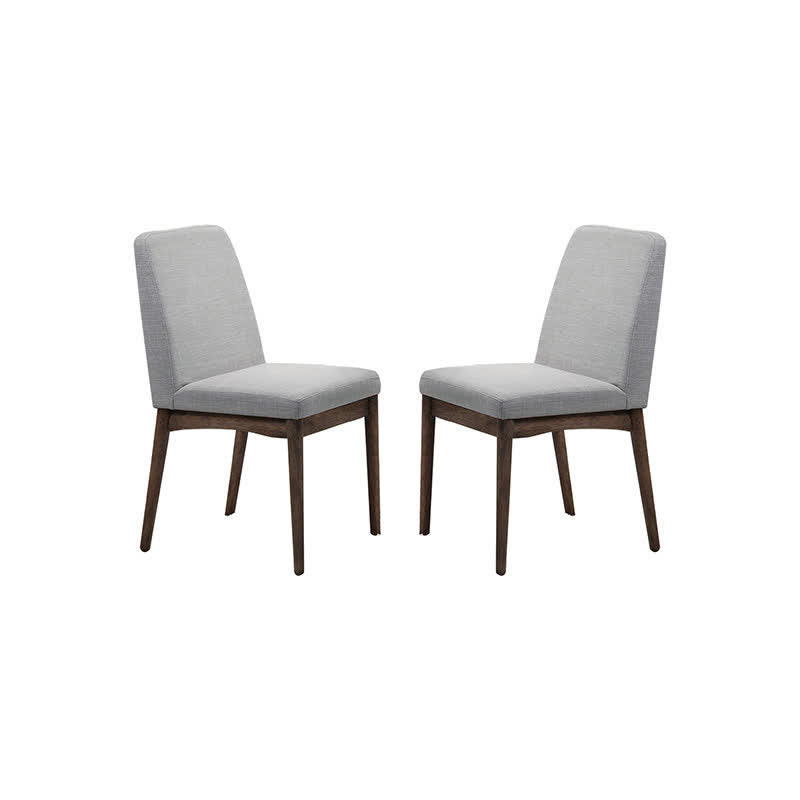 2x Gray Fabric Upholstered Wood Dining Chairs