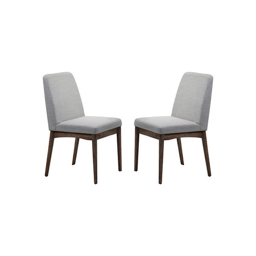 2x Gray Fabric Upholstered Wood Dining Chairs