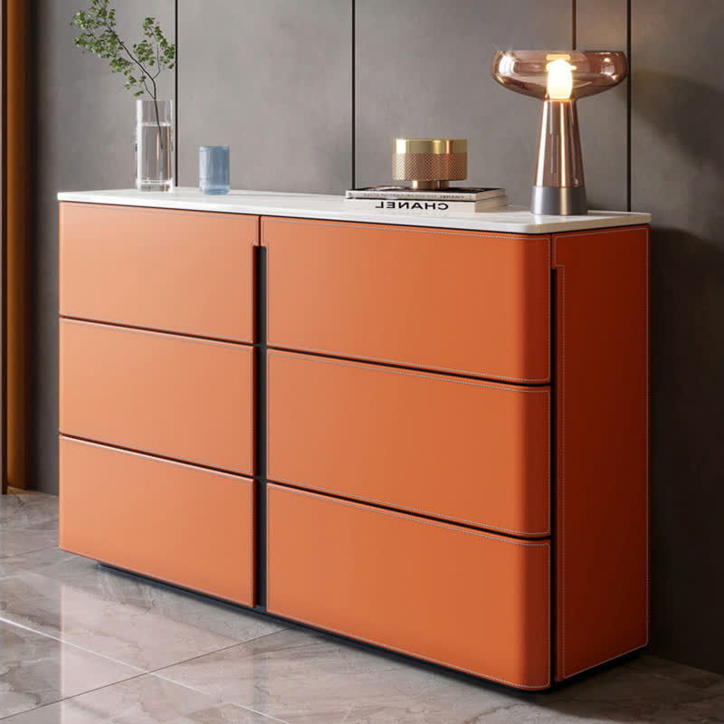 Saddle Leather Bedside Table 3 Drawers - image 6