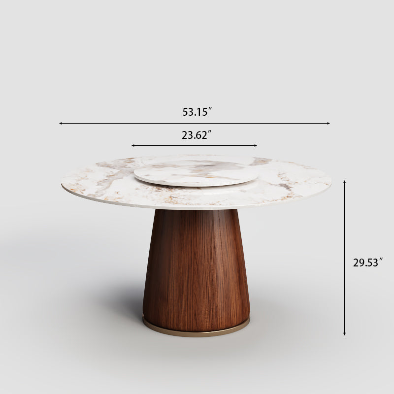 Stone Round Dining Table Wooden Chairs