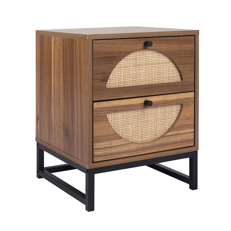 Rattan Drawer Nightstand Bedside End Table