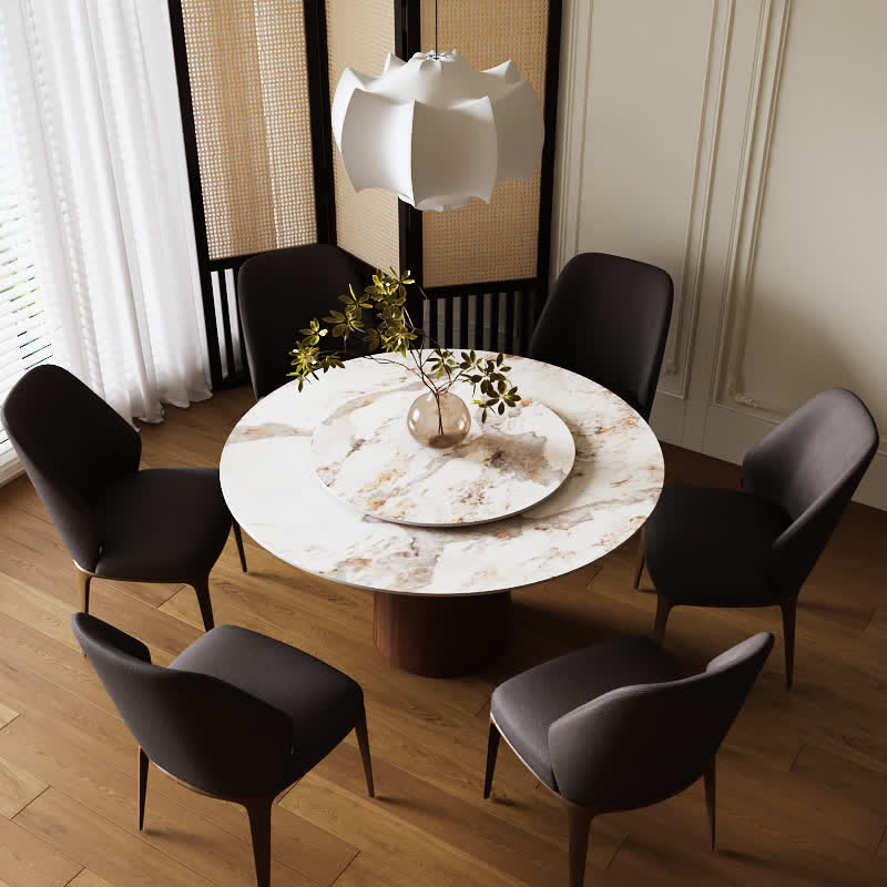 Wooden Base Turntable Dining Table