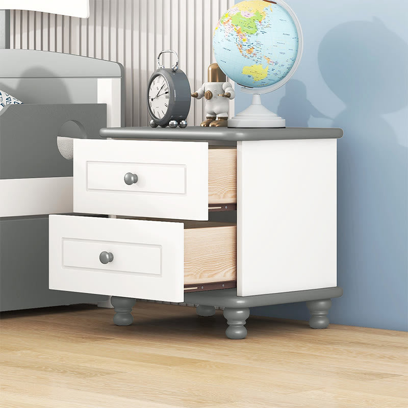 Modern Minimalist Wooden Double Drawer Nightstand