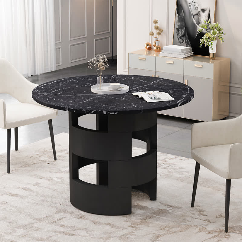 Round Dining Table Printed Marble DeskTop