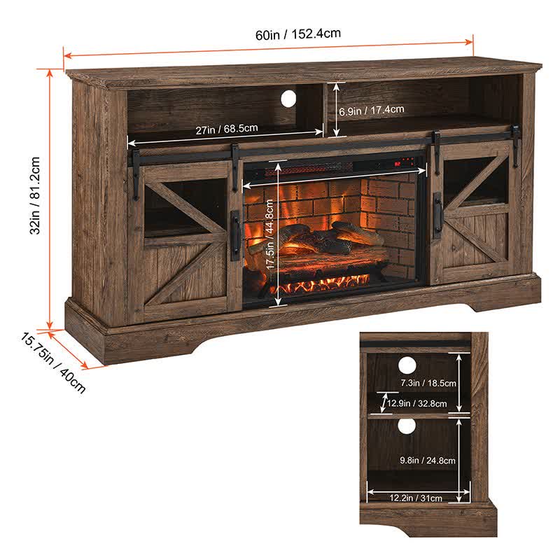 60" Electric Fireplace Farmhouse Sideboard - image 6