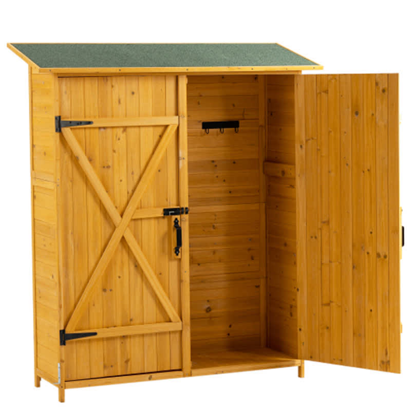 Wooden Tool Storage Shed Detachable Shelves