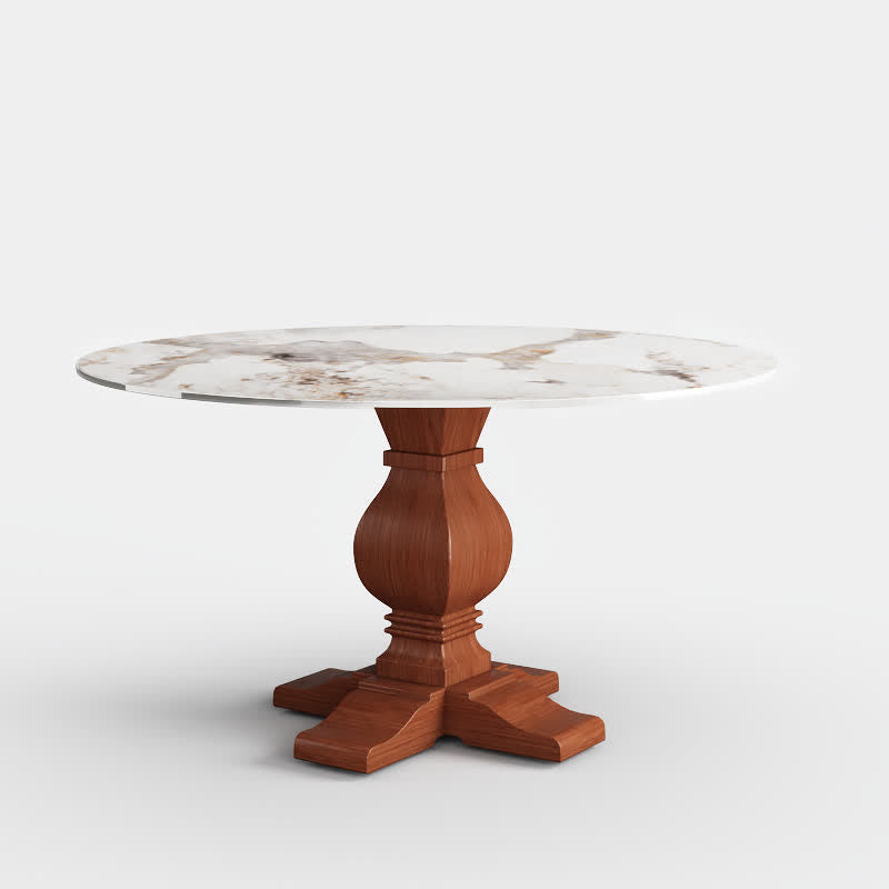 Round Dining Table Kitchen Stone Top