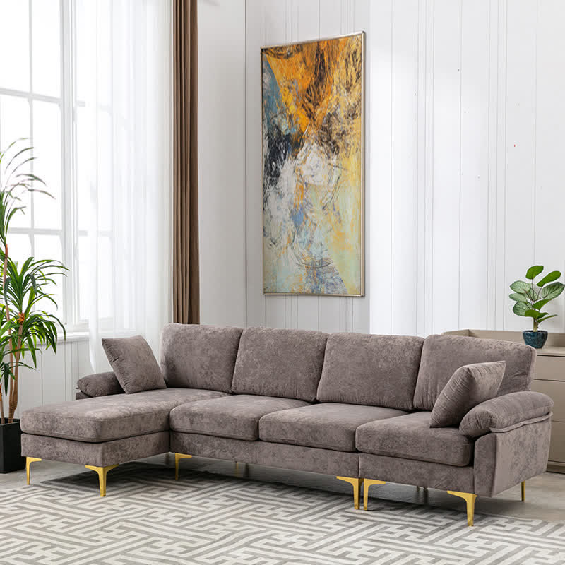 Upholstered Cectional Sofa Ottoman Brown