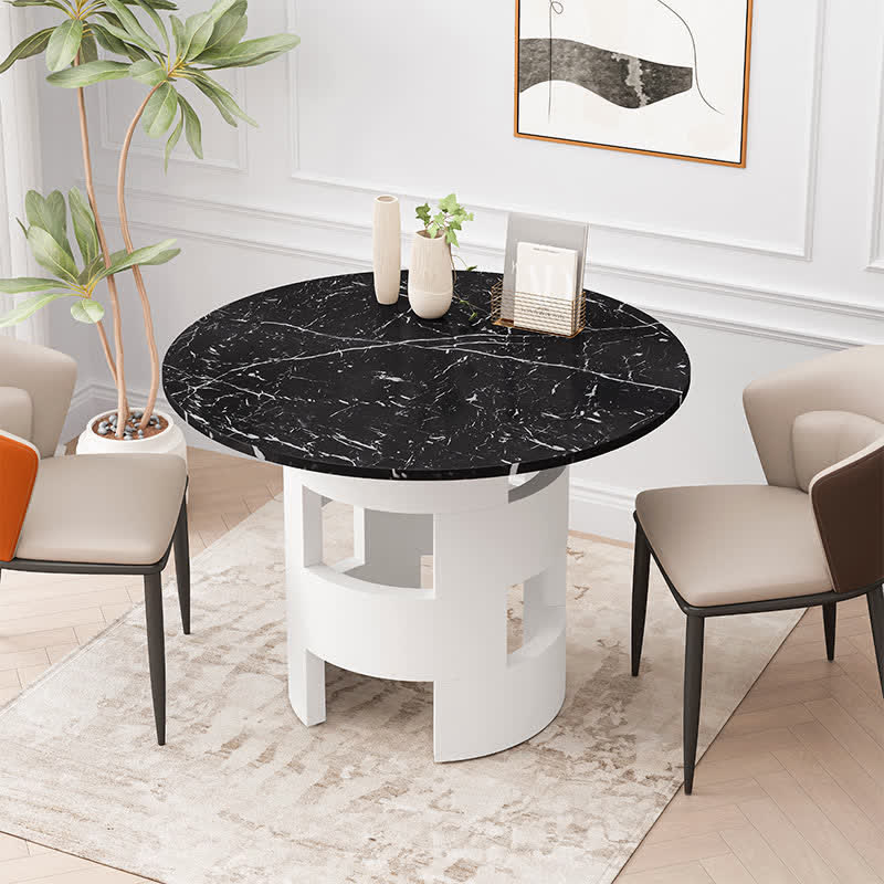 Round Dining Table Printed Marble DeskTop