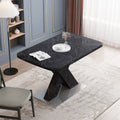 Rectangular Dining Table Stretchable Tabletop - Black Leg - image 10