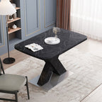 Rectangular Dining Table Stretchable Tabletop - Black Leg - image 10