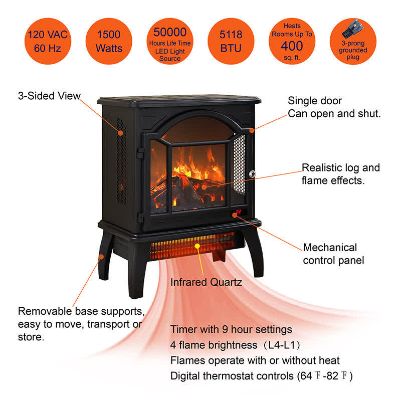 3D Infrared Electric Stove Fireplace