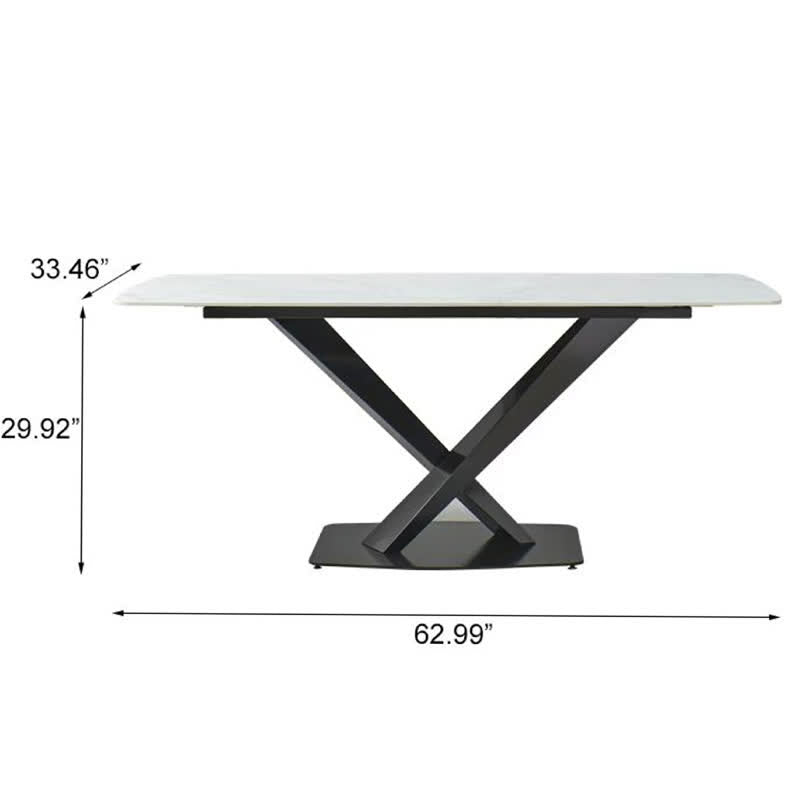 Artificial Stone Rectangular Dining Table Black Base - image 2
